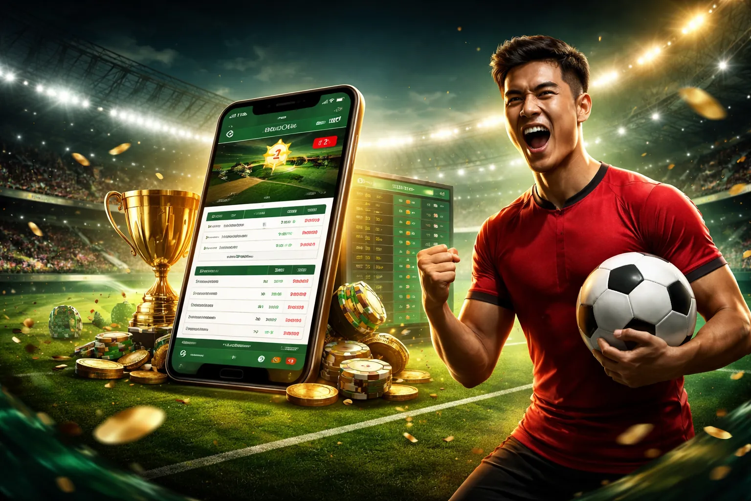 Sân vận động bóng đá sôi động trong ngày cá cược tại B9 Casino